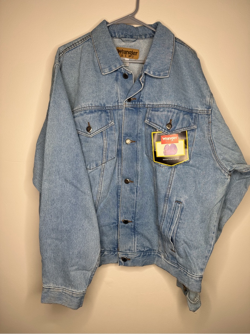 Vintage Wrangler Men's XL Light Blue Denim Jacket New With Tags